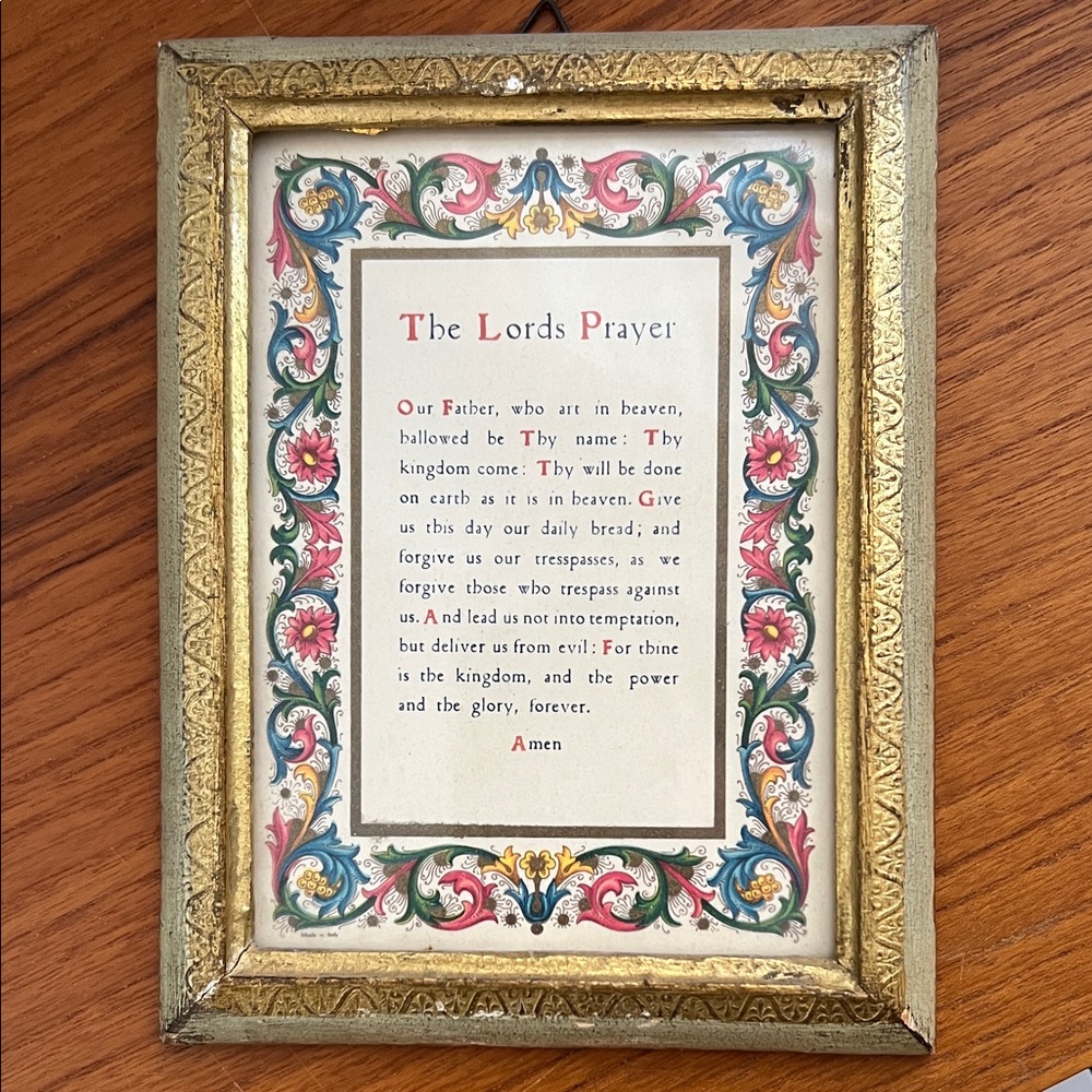 Elegant Gold Framed Lord's Prayer Wall Art